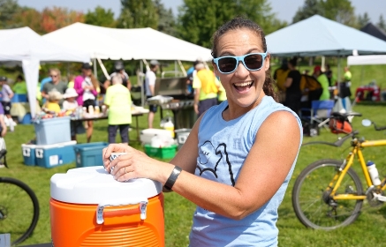 Smiling at refuel station
